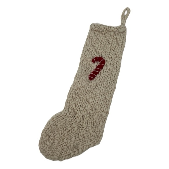 Anthropologie Other - Anthropologie Holiday Icon Candy Cane Chunky Hand Knit Wool Stocking OS